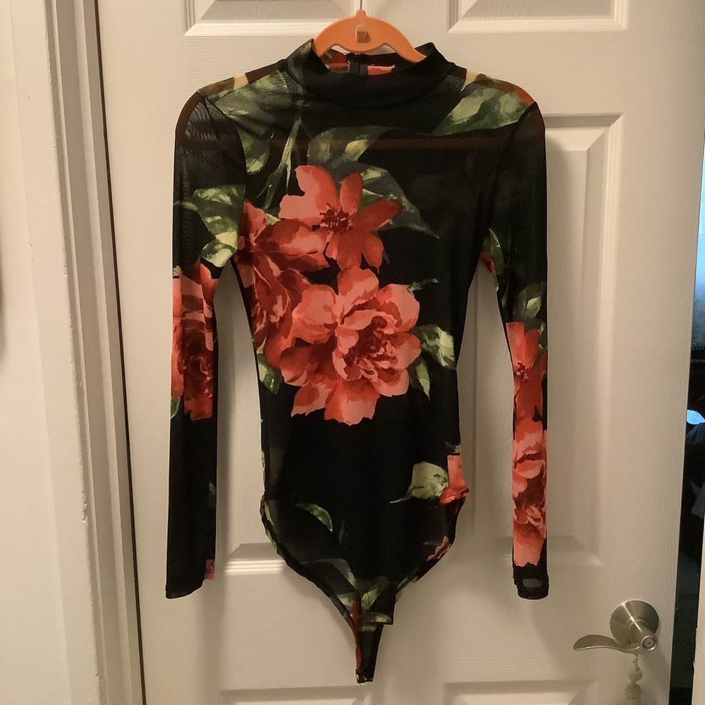 Monaco Black and Red Floral Bodysuit